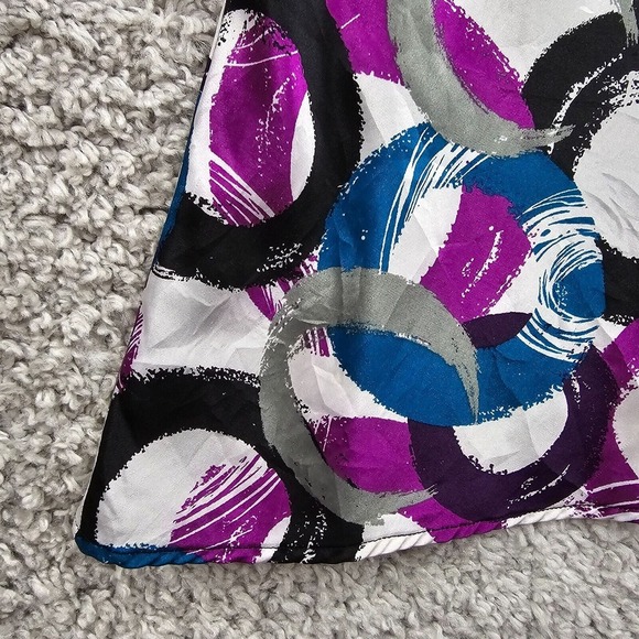 Sele Babydoll Top Womens Medium Colorful Satin Short Sleeve Tie Y2K - Picture 4 of 15